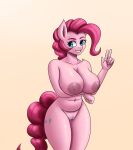  anthro anthrofied big_breasts breasts equid equine female friendship_is_magic genitals hair hi_res inverted_nipples mammal my_little_pony nipples nude pink_hair pinkie_pie_(mlp) pussy solo zachc 