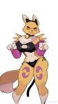  animated anthro bandai_namco breasts clothed clothing dancing digimon digimon_(species) female fur hi_res renamon simple_background solo yellow_body yellow_fur zinnick 