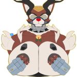anthro big_breasts breasts darkandlife2 female hi_res holding_breast orisa_(overwatch) reindeer_orisa_(overwatch) robot_anthro solo