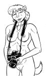  anthro buckteeth camera daisy_moore ear_piercing ear_ring female genitals ground_squirrel holding_camera holding_object looking_at_viewer mammal monochrome nipples nude piercing prairie_dog pussy ring_piercing rodent sciurid smile solo style_wager teeth 