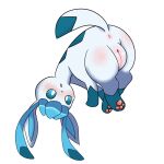  absurd_res anus blue_body butt eeveelution female feral generation_4_pokemon genitals glaceon hi_res horuru looking_at_viewer nintendo pokemon pokemon_(species) pussy raised_tail simple_background solo video_games white_background 