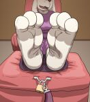 anthro bovid breasts caprine clothed clothing dominant dominant_female doopnoop_(artist) feet female first_person_view foot_fetish foot_focus furniture goat hi_res inside leash leashed_pov lock mammal open_mouth padlock paws pillow red_eyes slave sofa soles solo stool story story_in_description submissive toes toriel undertale undertale_(series) video_games white_body 