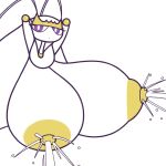 1:1 antennae_(anatomy) anthro areola big_breasts bodily_fluids breasts bust_portrait female generation_7_pokemon hi_res huge_breasts hyper hyper_breasts jinnsart lactating looking_at_viewer milk nintendo nipples nude pheromosa pokemon pokemon_(species) portrait purple_eyes solo ultra_beast white_body yellow_areola yellow_nipples