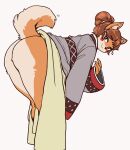  2022 anthro bent_over big_butt biped blush blush_stickers brown_hair butt canid canine canis digital_media_(artwork) domestic_dog female fur hair hi_res looking_at_viewer mammal mooning multicolored_body multicolored_fur orange_body orange_fur reccand shiba_inu simple_background smile smiling_at_viewer solo spitz two_tone_body two_tone_fur white_background white_body white_fur 