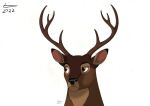  2022 antlers bambi_(film) capreoline cervid cervine digital_media_(artwork) disney feral fur hi_res horn male mammal mule_deer reinderworld simple_background solo the_great_prince_of_the_forest white-tailed_deer 