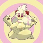  absurd_res alcremie big_breasts big_hands breasts eating female food food_creature generation_8_pokemon genitals hi_res humanoid nintendo nipples pokemon pokemon_(species) popster pussy sitting slightly_chubby solo thick_thighs video_games 
