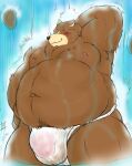  2022 anthro asian_clothing balls bathing belly big_belly brown_body clothing dagger_(sdorica_sunset) east_asian_clothing fundoshi genitals hi_res japanese_clothing kemono male mammal moobs navel nipples overweight overweight_male penis pochizizi sdorica sdorica_sunset solo underwear ursid water waterfall waterfall_shower wet wet_clothing wet_underwear white_clothing white_fundoshi white_underwear 