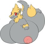  anthro areola big_breasts breasts canid digital_media_(artwork) dusttrichous female floating fur generation_3_pokemon huge_breasts hyper hyper_breasts inflation looking_at_viewer mammal manectric nim_flare_(lutnut215) nintendo nipples nude pokemon pokemon_(species) smile solo video_games 