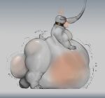  &lt;3 anthro balls big_balls collar demogorgon foreskin genitals gryn_vs huge_balls hyper hyper_balls hyper_genitalia inflated_belly inflation male muscular muscular_male penis reed_(hyenadino) solo tail_motion tailwag thick_thighs 