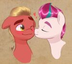  &lt;3 2022 artharuhi blonde_mane blush digital_media_(artwork) duo ears_down equid equine eyebrows eyes_closed female feral green_eyes hasbro horse male mammal mane mlp_g5 my_little_pony pink_mane pivoted_ears pony red_body signature smile sprout_cloverleaf_(mlp) thick_eyebrows white_body zipp_storm_(mlp) 