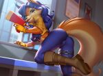  anthro bottomwear canid canine carmelita_fox clothing crop_top female fox jacket mammal pak009 pants shirt sly_cooper_(series) solo sony_corporation sony_interactive_entertainment sucker_punch_productions tight_bottomwear tight_clothing tight_pants topwear video_games 