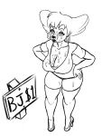  2022 anthro big_breasts black_and_white bodily_fluids breasts callmewritefag canid canine clothed clothing cum cum_on_breasts cum_on_face digital_drawing_(artwork) digital_media_(artwork) disney ear_piercing english_text female fur genital_fluids goof_troop hair mammal mature_anthro mature_female monochrome peg_pete piercing prostitution simple_background sketch smile solo text 