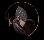  1girl black_background braid brown_hair dark_souls_(series) dark_souls_i helmet highres looking_at_viewer lord&#039;s_blade_ciaran max58art portrait simple_background solo 