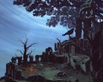  bare_tree bird bonfire castle crow dark_souls_(series) dark_souls_i highres max58art no_humans ruins scenery tree well 