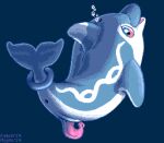 anus blowhole blue_body bubble cetacean digital_media_(artwork) dolphin feral fin finizen flygon_(artist) generation_9_pokemon genitals looking_back male mammal marine multicolored_eyes nintendo penis pixel_(artwork) pokemon pokemon_(species) presenting ripparu solo toothed_whale underwater water