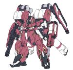  absurdres alteisen arm_cannon blue_eyes clenched_hands full_body highres horns mecha mituo_sakinori no_humans pile_bunker redesign robot science_fiction simple_background single_horn solo super_robot_wars super_robot_wars_original_generation weapon white_background 