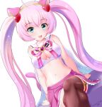  animal_humanoid big_breasts blue_eyes blush breasts cat_humanoid clothing felid felid_humanoid feline feline_humanoid female hair huge_breasts humanoid legwear long_hair mammal mammal_humanoid open_mouth pantyhose pink_hair rosia_(show_by_rock!!) sanrio show_by_rock!! simple_background solo 