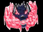 4:3 anthro black_body black_fur canid canine canis fangs felipe_gse fur male mammal red_eyes red_smoke smoke smoke_from_eyes smoke_from_mouth solo sticker teeth wolf