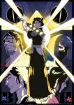  3boys 3girls backlighting black_hair black_hakama black_kimono bleach bleach:_sennen_kessen-hen blunt_bangs blunt_ends bob_cut brothers character_request closed_mouth commentary_request copyright_name corrupted_twitter_file eyepatch facial_hair fighting_stance folded_ponytail glasses hakama highres holding holding_sword holding_weapon ise_nanao japanese_clothes katen_kyoukotsu kimono kyouraku_shunsui lille_barro lips long_hair looking_ahead looking_at_viewer mask mature_female mature_male medium_hair mouth_mask multiple_boys multiple_girls nose one_eye_covered profile serious shaolong short_hair siblings solo_focus standing stubble sword thick_eyebrows v-shaped_eyebrows weapon 