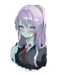  1girl bangs blush hair_between_eyes highres nappi0110 open_mouth purple_eyes purple_hair solo white_background 