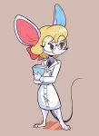  accessory animal_crossing anthro barefoot beezii blue_inner_ear book bow_ribbon clothing coat eyewear feet female glasses hair_accessory hair_bow hair_ribbon hi_res lab_coat mammal mouse murid murine necktie nintendo petri_(animal_crossing) red_inner_ear ribbons rodent solo standing topwear video_games 