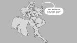  after_transformation anthro big_breasts breasts clothing english_text equid equine female genitals greyscale hair hooves horse mammal monochrome pony pussy solo species_transformation speech_bubble text torn_clothing transformation watsup 