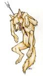 anthro arrow_(weapon) blood bodily_fluids canid canine canis chewtoything coyote creepy death feral fur horror_(theme) mammal ranged_weapon solo stab_wound weapon wolf yellow_body yellow_fur