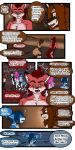 absurd_res anthro anus background_text bassariscus black_text bottomwear breasts canid canine canis cheering clothing cobalt_(tatsuchan18) collar comic confusion cuff_(restraint) daisy_(tatsuchan18) dialogue english_text felid female fenrir_(tatsuchan18) fox havoc_(tatsuchan18) hi_res hybrid hyena lagomorph leporid loincloth male mammal maned_wolf metal_collar mink_(tatsuchan18) panicking pantherine procyonid rabbit restraints ring-tailed_cat spade_(tatsuchan18) spades_(suit) speech_bubble suit_symbol tail tatsuchan18 text wolf