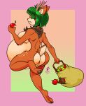  anthro antlers apple belly big_belly big_breasts breasts cervid digital_media_(artwork) duragan eating featureless_breasts female hi_res horn mammal mature_female neck_tuft rear_view solo stuffing tea_tree_(donglysfm) tuft 