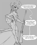  anthro antlers bed breasts cervid dialogue eliza_(sharkrags) english_text female furniture gun hand_on_hip horn hunting_rifle looking_at_viewer mammal ranged_weapon solo speech_bubble talking_to_viewer text watsup weapon 