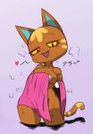  &lt;3 animal_crossing anthro big_breasts blush bodily_fluids breasts brown_body digital_media_(artwork) domestic_cat fangs felid feline felis female fur japanese_text katt_(animal_crossing) looking_at_viewer mammal nintendo nude open_mouth partially_submerged simple_background smile solo steam sweat text towel towel_only video_games vono water yellow_eyes 