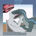  blue_(jurassic_world) bodily_fluids dinosaur dromaeosaurid drooling duo female human jurassic_park jurassic_world kissing mammal reptile saliva scalie tallion theropod tongue universal_studios velociraptor 