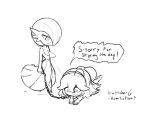 2025 accessory ahoge all_fours ambiguous_gender ambiguous_humanoid apology bangs black_and_white black_text butt chain chain_leash chest_spike dialogue dominant dominant_ambiguous dominant_humanoid dr.kanonym duo english_text female female/ambiguous female_human fingers gardevoir generation_3_pokemon hair hair_accessory hairband handwritten_text hex_maniac holding_chain holding_leash holding_object human human_on_humanoid humanoid interspecies leash long_hair looking_down looking_down_at_partner male_(lore) mammal monochrome nintendo not_furry nude nude_female nude_human pokemon pokemon_(species) pokephilia sketch speech_bubble spikes spikes_(anatomy) spiral spiral_eyes stuttering submissive submissive_female submissive_human talking_to_another text