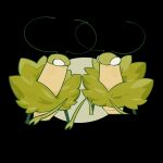  2boys antennae arthropod_boy black_background empty_eyes english_commentary green_prince_(hollow_knight) highres hollow_knight hollow_knight:_silksong insomnine111 looking_at_another male_focus mantis_boy multiple_boys white_eyes 
