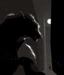  beetleback canine city duo greyscale looking_back male mammal monochrome moon outside silhouette solo_focus were werewolf wolf 