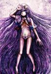  barefoot blood hands highres long_hair lowleg patchouli_knowledge ribs shisen skinny solo touhou very_long_hair 