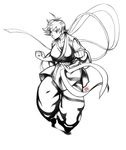  1girl bad_deviantart_id bad_id barefoot breasts choker dougi feet greyscale highres johnrokk large_breasts makoto_(street_fighter) monochrome ribbon_choker short_hair solo street_fighter street_fighter_iii_(series) tiptoes toes 