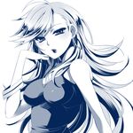  bad_id bad_pixiv_id bare_shoulders breasts dress earrings impossible_clothes impossible_shirt jewelry large_breasts lipstick long_hair makeup monochrome panty_&amp;_stocking_with_garterbelt panty_(psg) ryuuki_(hydrangea) shirt solo 