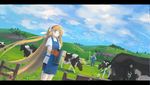  apron bad_id bad_pixiv_id blonde_hair brown_eyes bucket chii chobits cow dutch_angle gloves long_hair robot_ears scenery seeker solo very_long_hair 