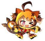  &gt;_o 1girl ahoge black_gloves blonde_hair blush blush_stickers bright_pupils brown_hair chibi chibi_only commentary_request ddolbang eyelashes fingerless_gloves full_body gigi_murin gigi_murin_(1st_costume) gloves highres hololive hololive_english hood hood_up korean_commentary long_sleeves multicolored_hair one_eye_closed open_mouth outstretched_arms pink_eyes short_twintails smile solo spread_arms tail transparent_background twintails two-tone_hair virtual_youtuber white_pupils 