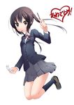  black_hair brown_eyes food k-on! long_hair mouth_hold ms-07-b3 nakano_azusa pocky school_uniform solo twintails 