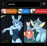 2025 absurd_res anthro black_clothing black_dress blue_body blue_eyes blue_hair breasts brown_body buneary buttercolors clothing cloud_hair digital_drawing_(artwork) digital_media_(artwork) dress eeveelution eyelashes female fin generation_1_pokemon generation_4_pokemon generation_5_pokemon generation_6_pokemon gesture glaceon green_body group hair hand_gesture hi_res holding_fish humanoid leotard magikarp mega_evolution mega_gardevoir navel nintendo open_mouth orange_eyes pink_body pink_hair pokemon pokemon_(species) pokemorph redraw shiny_pokemon smile spikes stretching_arms swimwear sylveon thumbs_up two-piece_swimsuit user_interface vaporeon water whimsicott white_body