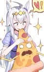  ! 1girl absurdres antenna_hair artist_request crossover eating food green_eyes grey_hair hair_between_eyes heart highres horse_girl long_hair oguri_cap_(umamusume) open_mouth pepperoni pepperoni_pizza personification pizza pizza_crust pleated_skirt rick_and_morty school_uniform screaming skirt speech_bubble spoken_exclamation_mark star_(symbol) star_in_eye symbol_in_eye tongue tracen_school_uniform umamusume white_background 