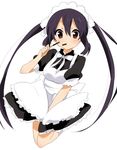  apron bad_id bad_pixiv_id blush brown_eyes eating food k-on! long_hair maid maid_headdress nakano_azusa pocky shuuhei_(shoohey) solo twintails 