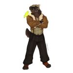 absurd_res accessory acne anthro avian bandage bandage_on_face beanie bird black_coded bomber_jacket bottomwear braces brown_body brown_fur canid canine canis cerberussenn clothing crossed_arms crystal dimple docked_tail domestic_dog dreadlocks ear_piercing facial_hair floppy_ears fluffy footwear fur fur_trim_(clothing) green_eyes hair_accessory hair_ring hat headgear headwear hi_res jacket livestock_guardian_dog magic_user male mammal molosser mountain_dog mustache pants pastoral_dog paw_socks piercing rj_holiday_(cerberussenn) shell short_tail smile snaggle_tooth socks solo stubble suspenders sweater tail tan_body tan_fur tibetan_mountain_dog toeless_footwear toeless_socks topwear wide_stance