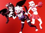  3d_(artwork) alice_angel angel angel_humanoid anthro bendy_and_the_ink_machine big_breasts bovid bow_tie breasts canid canid_demon canine caprine cheerleader_outfit clothed clothing collar demon demon_humanoid digital_media_(artwork) female fur goat goat_lucifer_(helltaker) group hair halo hellhound helltaker helluva_boss hi_res horn humanoid looking_at_viewer loona_(helluva_boss) malicekira mammal mmd piercing red_eyes red_sclera smile trio video_games white_body white_fur white_hair 