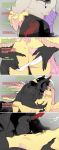 anthro anthro_on_anthro anthrofied areola big_breasts black_body black_hair breast_grab breasts butt clothed clothing comic cutie_mark dialogue directional_arrow duo english_text equid equine evehly female fingers fluttershy_(mlp) friendship_is_magic hair hand_on_breast hasbro heart_symbol hi_res hooves horn king_sombra_(mlp) kissing male male/female mammal moan my_little_pony mythological_creature mythological_equine mythology nipples nude panties pegasus pink_areola pink_hair pink_nipples pink_tail red_eyes scar signature tail text underwear undressing_another unicorn url wings yellow_body