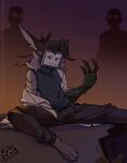 2025 absurd_res anthro background_character bottomwear brown_body brown_fur claws clothed clothing coat digital_media_(artwork) elemental_creature elemental_humanoid eyewear feet finger_claws fingers flora_fauna flower flowey_the_flower fluffy fluffy_ears from_front_position fur glasses group hair hi_res human humanoid hybrid lab_coat long_hair looking_at_viewer machine male mammal metal_limbs mrwhitebear pants paws plant plant_humanoid robot robot_anthro robotic_arm screen screen_face shirt simple_background sitting solo solo_focus text toe_claws toes topwear trio undertale undertale_(series) url
