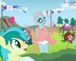  &lt;3 &lt;3_eyes absurd_res anthro arthropod blush bovid bovine canopy changeling clothed clothing clothing_lift deserter_(artist) dialogue dress dress_lift earth_pony english_text equid equine exclamation_point female flag friendship_is_magic gasp green_blouse group hi_res horse male mammal my_little_pony ocellus_(mlp) panties pendant pink_clothing pink_dress pony reformed_changeling sandbar_(mlp) spread_wings surprised_expression teenager text tolpain trio unamused underwear white_clothing white_panties white_underwear wind wings yak yona_yak_(mlp) young 