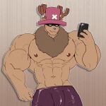  2022 abs anthro antlers barazoku biceps big_bulge big_muscles bottomwear bulge capreoline cellphone cervid claws clothed clothing croiyan fur furgonomics genital_outline hat headgear headwear hi_res holding_object holding_phone horn huge_bulge huge_muscles male mammal muscular muscular_anthro muscular_male navel nipples obliques one_piece pants pecs penis_outline phone reindeer selfie simple_background smartphone solo standing taking_picture taking_selfie tony_tony_chopper top_hat topless topless_anthro topless_male tuft vein 